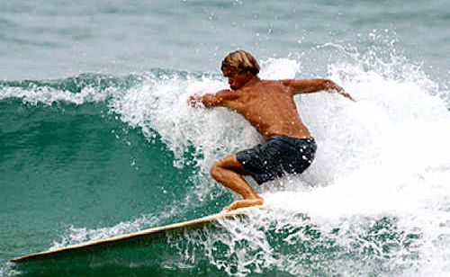 Tom with is 2005 Ancient Hawaiian quiver and Jacob Stuth surfing Alaia #1 